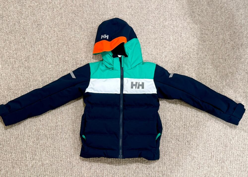 Helly Hansen Kids Rider Ski Jacket Size 6 116 Navy Green Orange Insulated